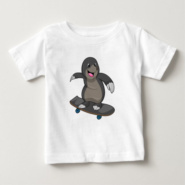 Mole as Skater with Skateboard Baby T-Shirt (Front)