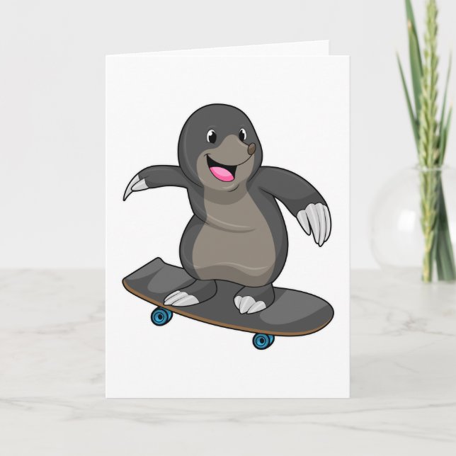 Mole as Skater with Skateboard Card (Front)