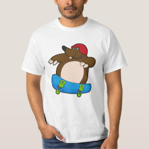Mole as Skater with Skateboard & Helmet T-Shirt