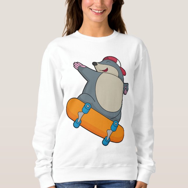 Mole as Skater with Skateboard Sweatshirt (Front)