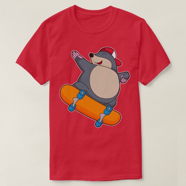 Mole as Skater with Skateboard T-Shirt (Design Front)