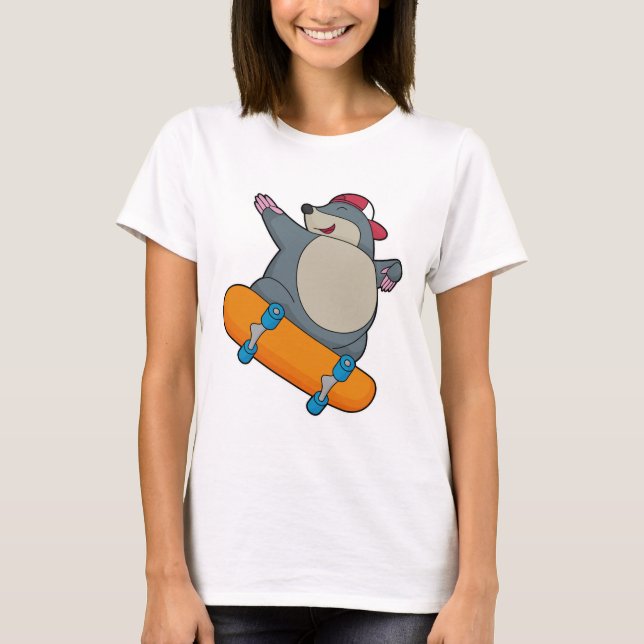 Mole as Skater with Skateboard T-Shirt (Front)