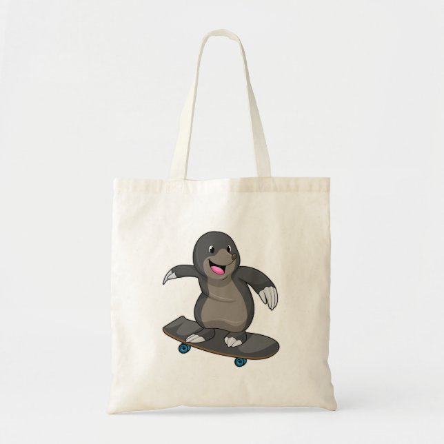 Mole as Skater with Skateboard Tote Bag (Front)
