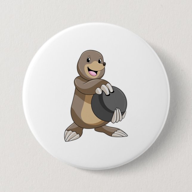 Mole at Bowling with Bowling ball 7.5 Cm Round Badge (Front)