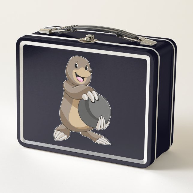Mole at Bowling with Bowling ball Metal Lunch Box (Front)