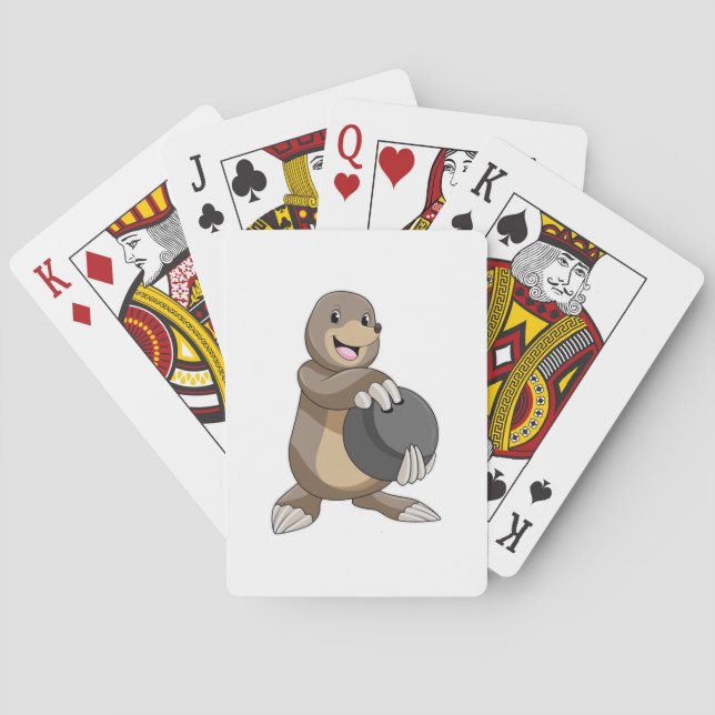 Mole at Bowling with Bowling ball Playing Cards (Back)