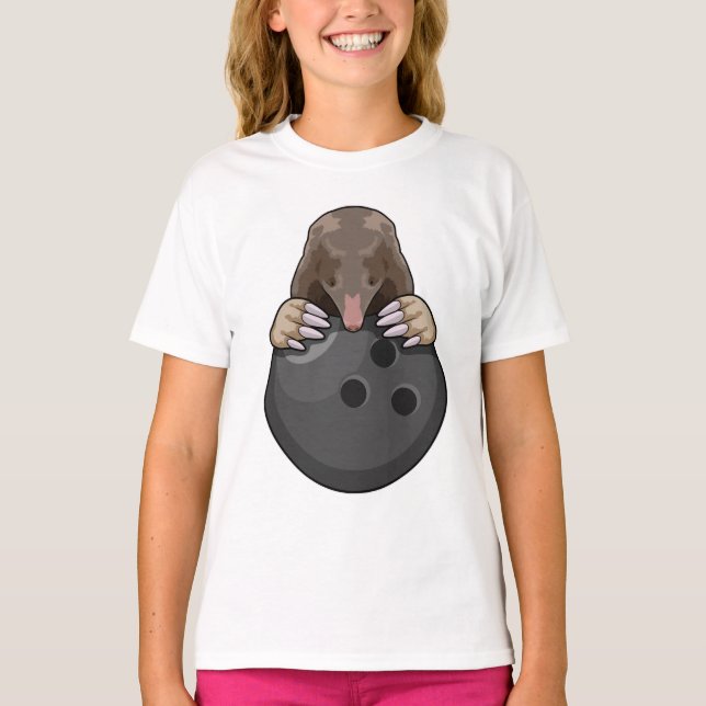 Mole at Bowling with Bowling ball T-Shirt (Front)