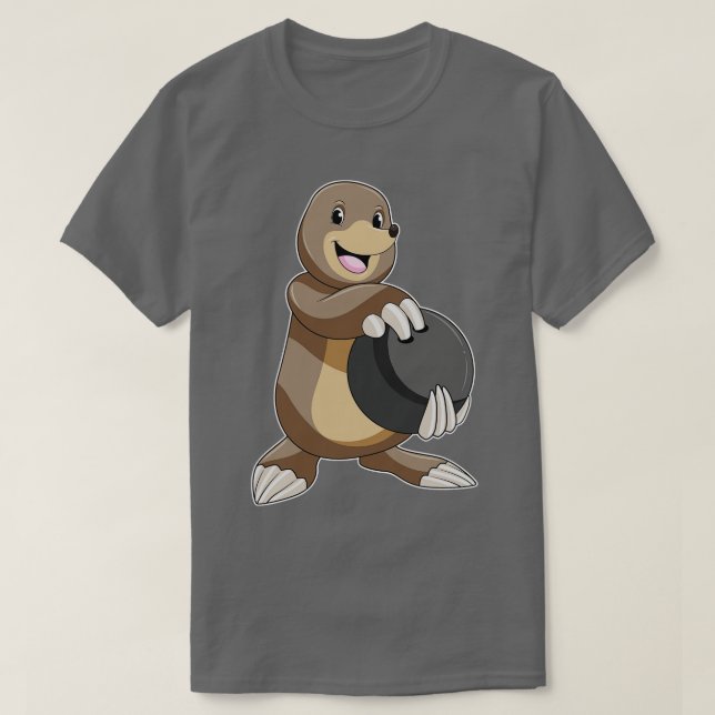 Mole at Bowling with Bowling ball T-Shirt (Design Front)