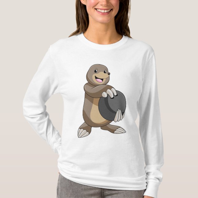 Mole at Bowling with Bowling ball T-Shirt (Front)