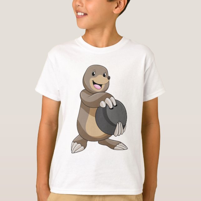Mole at Bowling with Bowling ball T-Shirt (Front)