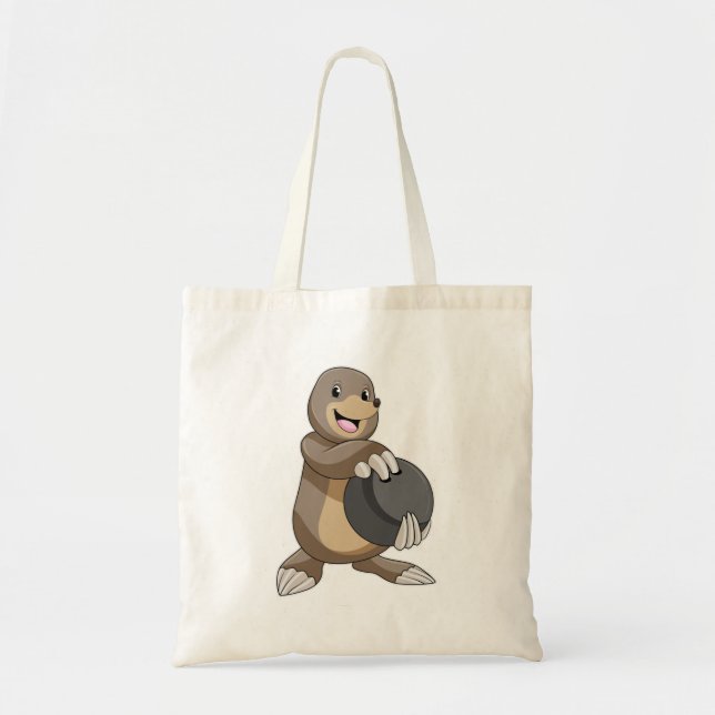 Mole at Bowling with Bowling ball Tote Bag (Front)