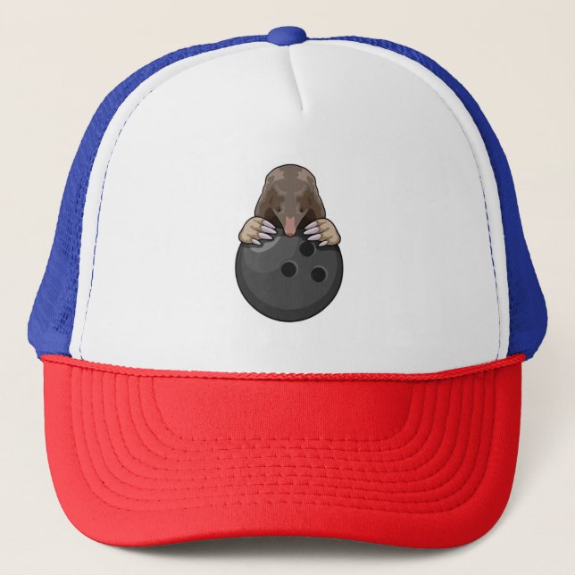 Mole at Bowling with Bowling ball Trucker Hat (Front)