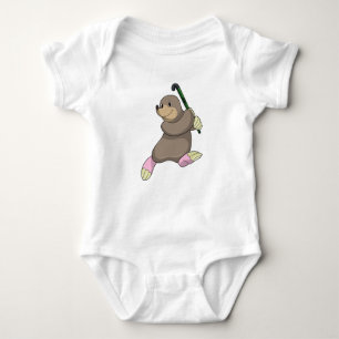 Mole at Hockey with Hockey bat Baby Bodysuit