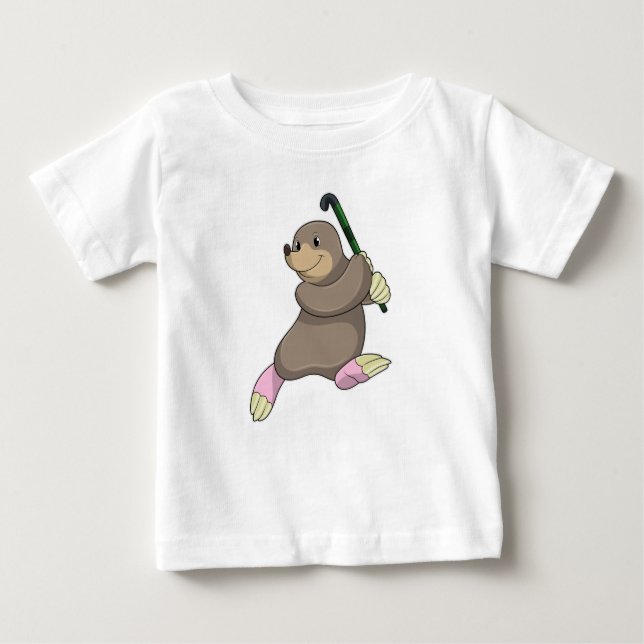 Mole at Hockey with Hockey bat Baby T-Shirt (Front)