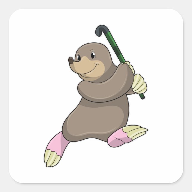 Mole at Hockey with Hockey bat Square Sticker (Front)