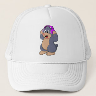Mole at Music with Headphone Trucker Hat