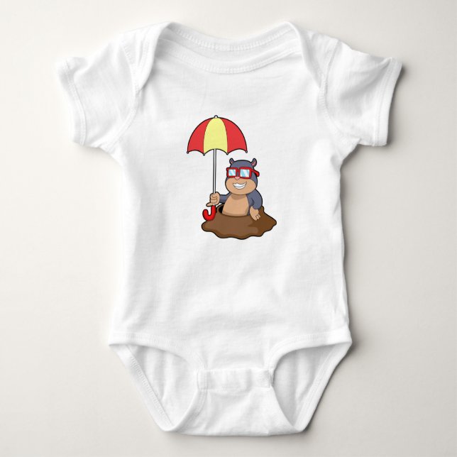 Mole at Raining with Umbrella Baby Bodysuit (Front)
