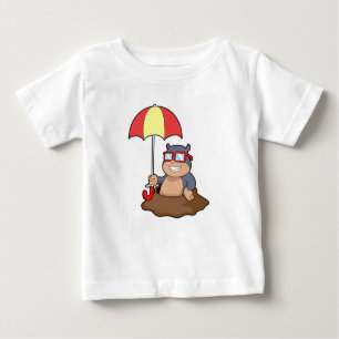 Mole at Raining with Umbrella Baby T-Shirt