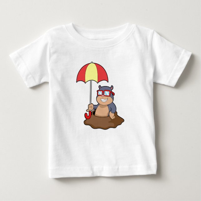 Mole at Raining with Umbrella Baby T-Shirt (Front)
