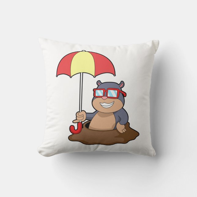 Mole at Raining with Umbrella Cushion (Front)