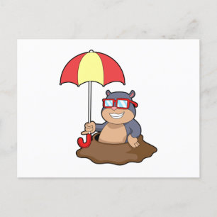 Mole at Raining with Umbrella Postcard