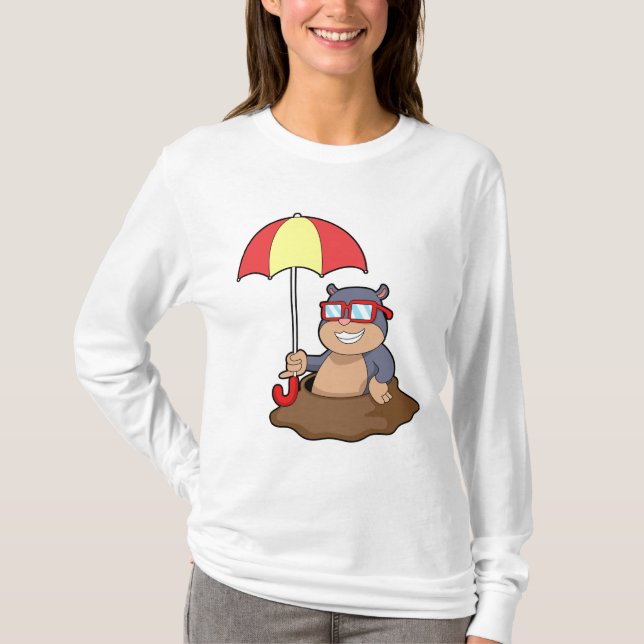 Mole at Raining with Umbrella T-Shirt (Front)
