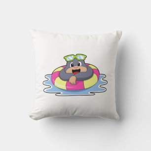 Mole at Swimming with Swim ring.PNG Cushion