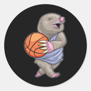 Mole Basketball Player Basketball Classic Round Sticker