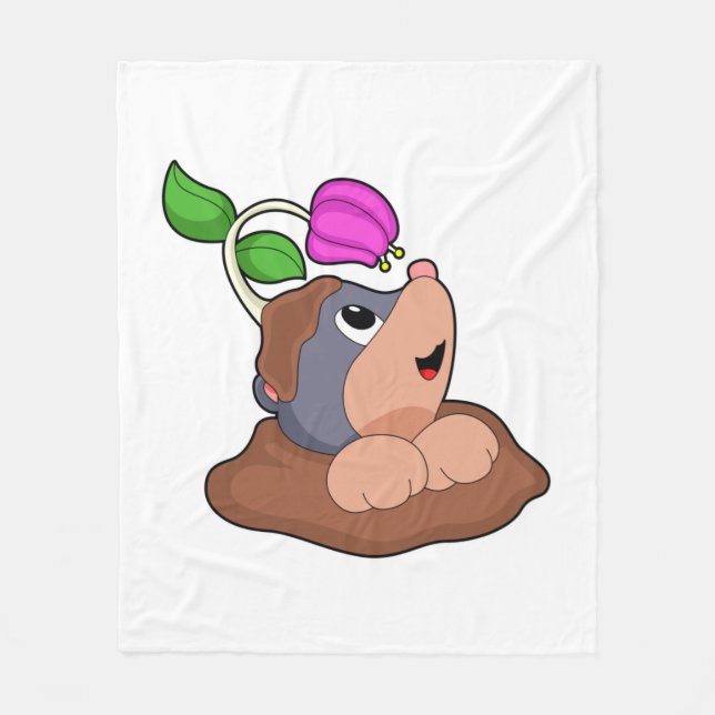 Mole Earth Flower Fleece Blanket (Front)