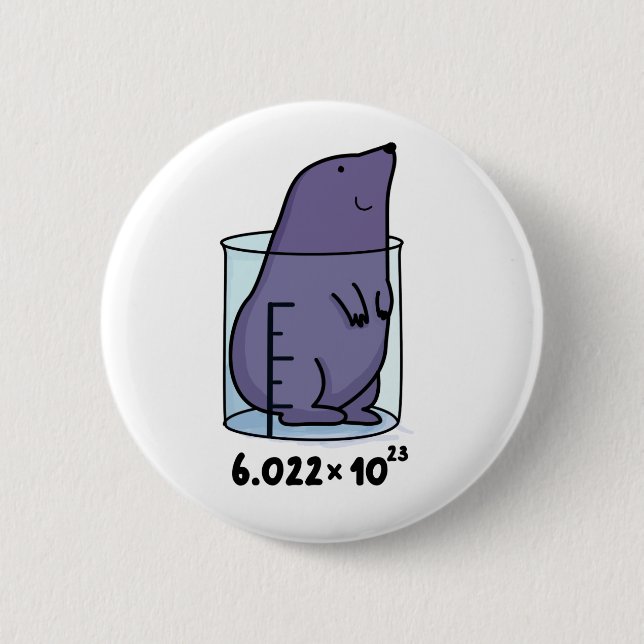 Mole Equation Cute Mole In A Beaker Pun 6 Cm Round Badge (Front)
