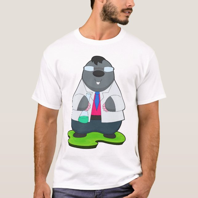 Mole Scientist Test tube Laboratory T-Shirt (Front)