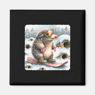 Mole Snowboarding With Goggles. Snowboard Snowboar Magnet