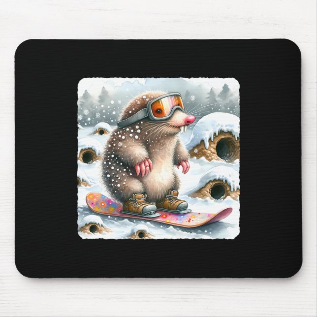 Mole Snowboarding With Goggles. Snowboard Snowboar Mouse Pad (Front)
