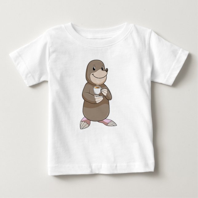 Mole with Coffee Cup Baby T-Shirt (Front)