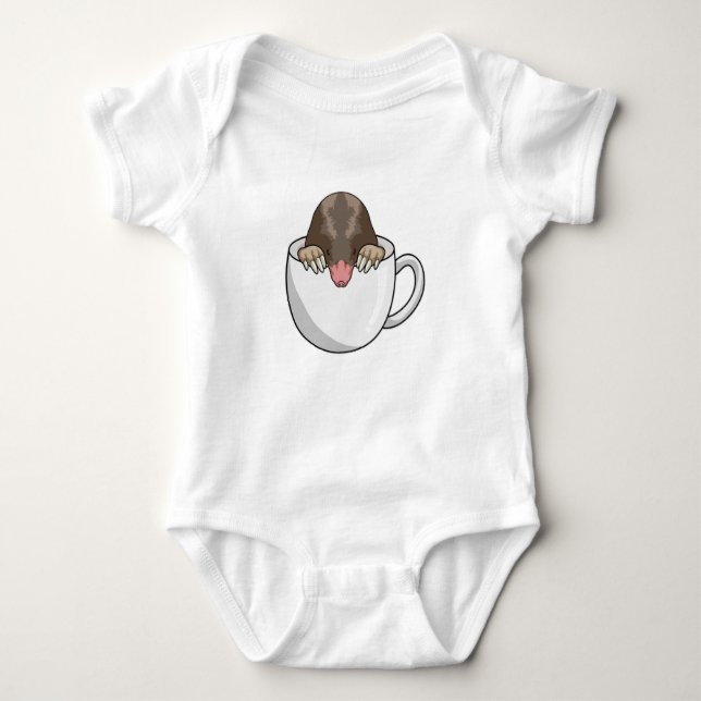 Mole with Cup of Coffee Baby Bodysuit (Front)