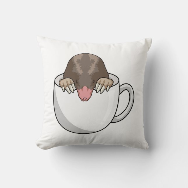 Mole with Cup of Coffee Cushion (Front)