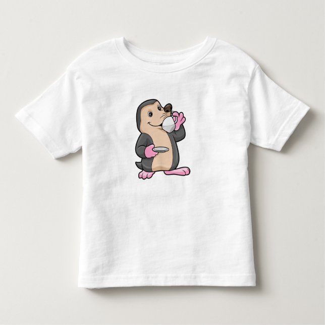 Mole with Cup of Coffee & Saucer Toddler T-Shirt (Front)