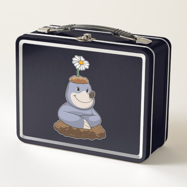 Mole with Daisy Flower Metal Lunch Box (Front)