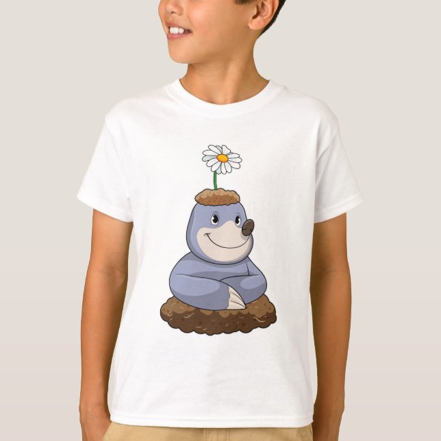 Mole with Daisy Flower T-Shirt (Front)