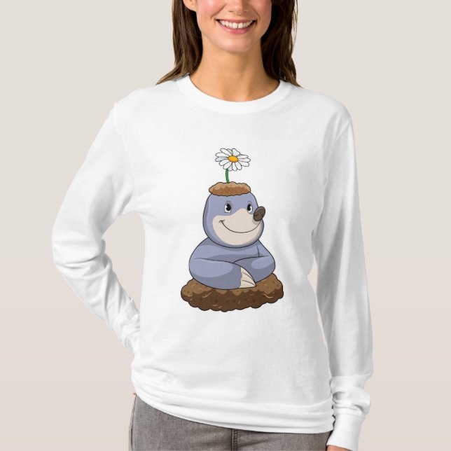 Mole with Daisy Flower T-Shirt (Front)