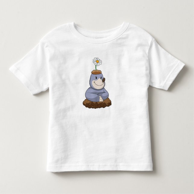 Mole with Daisy Flower Toddler T-Shirt (Front)
