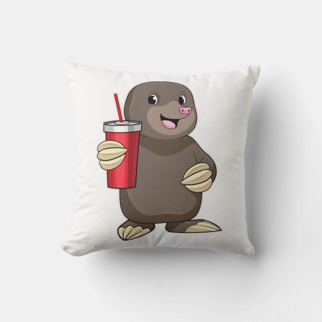 Mole with Drinking mug Cushion (Front)