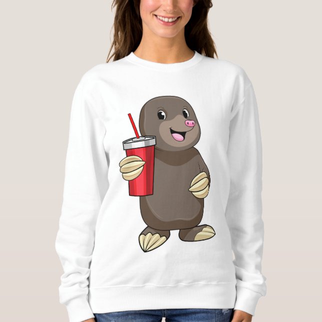 Mole with Drinking mug Sweatshirt (Front)