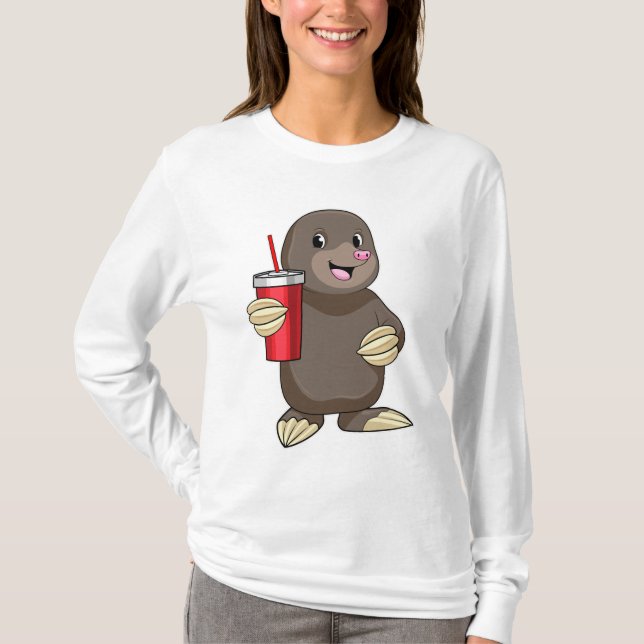 Mole with Drinking mug T-Shirt (Front)