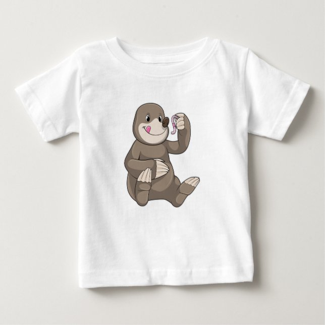 Mole with Earthworm Baby T-Shirt (Front)