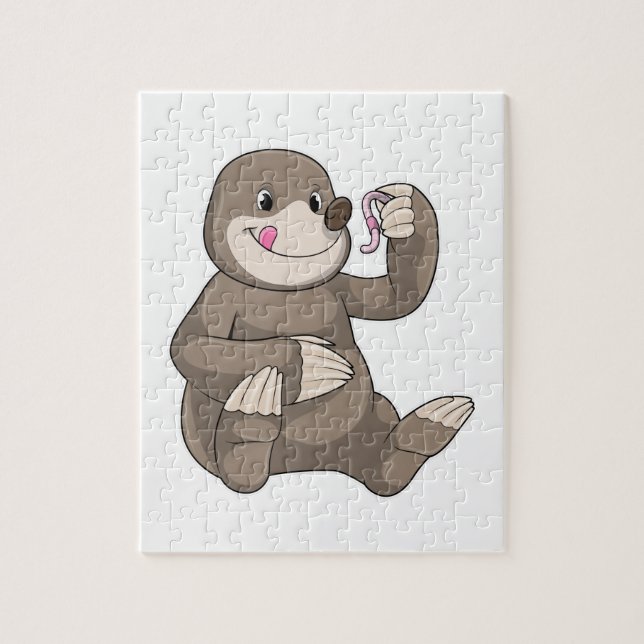 Mole with Earthworm Jigsaw Puzzle (Vertical)
