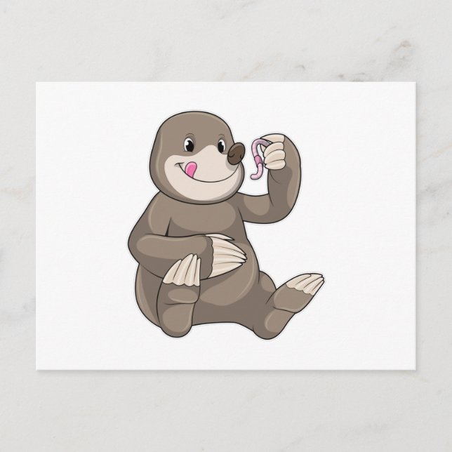 Mole with Earthworm Postcard (Front)