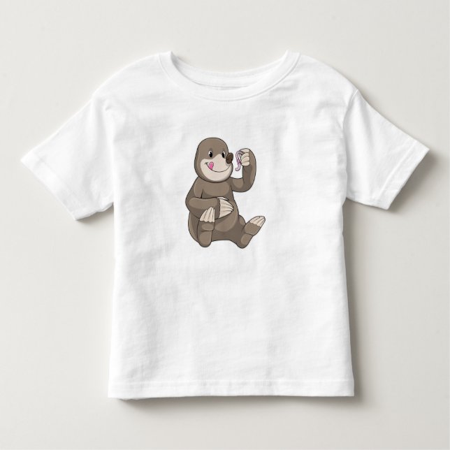 Mole with Earthworm Toddler T-Shirt (Front)