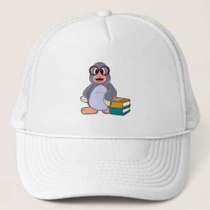 Mole with Glasses & Books Trucker Hat