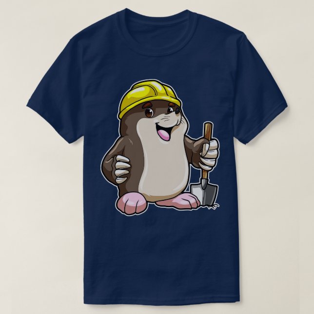 Mole with Helmet Shovel T-Shirt (Design Front)